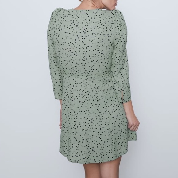 Zara sea green dress with side ruching details - Picture 3 of 5